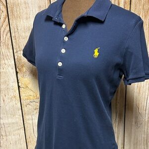Ralph Lauren Navy Polo with Yellow Pony Embroidery